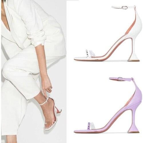 Blue Purple White French Single Shoes Wedding Rhinestone Heels Bride Bridesmaid Wedding High Heels Thick Heels