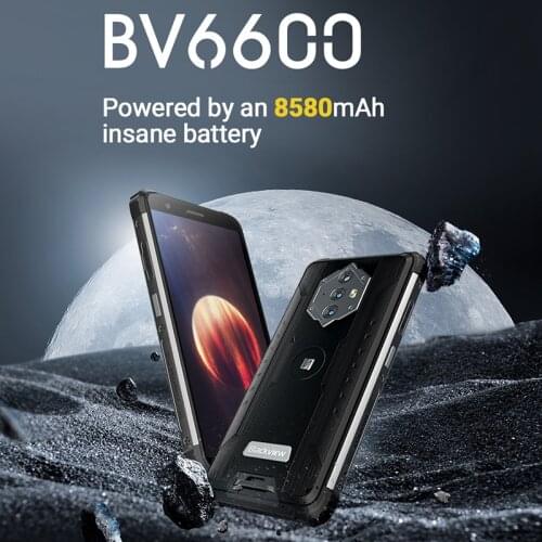 Blackview BV6600 IP68 Waterproof 8580mAh Rugged Smartphone 4GB+64GB 5.7'' Android 10.0 Octa Core 4G NFC Big Battery Mobile Phone