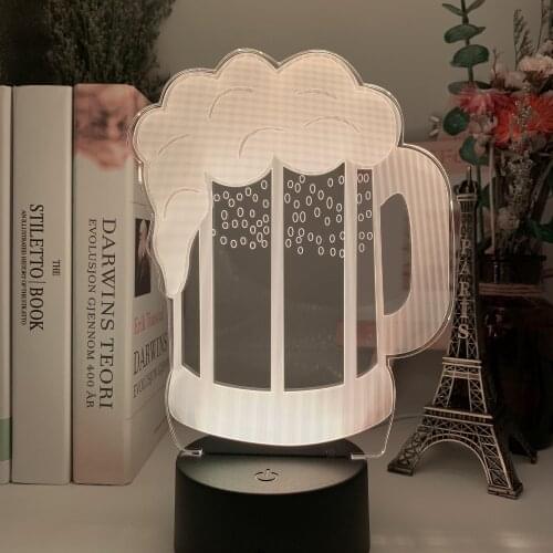 Beer Glass Night Light Led Touch Sensor Color Changing Nightlight for Bar Decor Sign Cool Gift for Friends Beer Mug 3D Lamp Usb