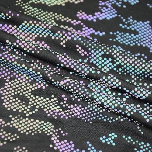 50cm*137cm Polyester Black Printing Rainbow Strips Fabric Colorful Reflective Fabric for DIY Sewing Clothing