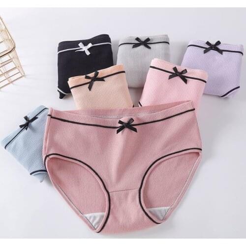 Cotton Panties Women Comfortable Underwears Sexy Middle-Waisted Underpants Female Lingerie Big Size Ladies Briefs