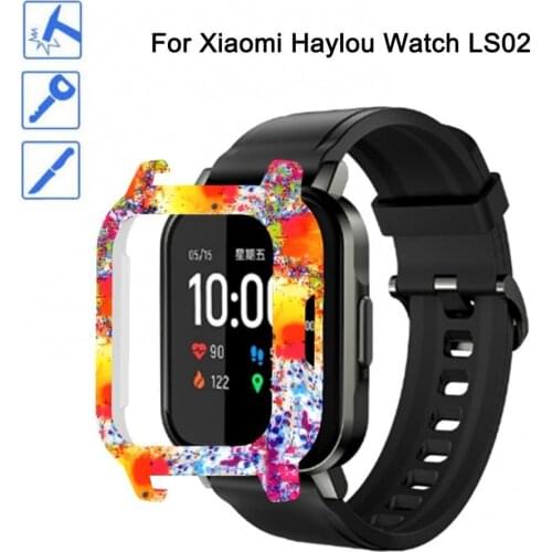 Printing Full Edge PC Smart Watch Protective Case for Xiaomi Haylou Solar LS02 Screen Protector Case Smart Accessories