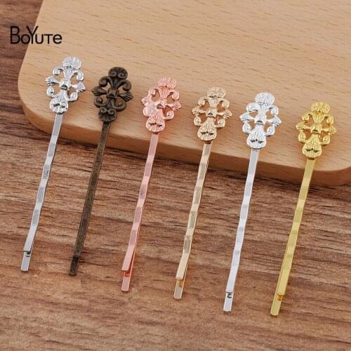 BoYuTe (30 Pieces/Lot) 12*17MM Filigree Flower Hair Barrette Factory Supply Vintage Hair Jewelry Accessories