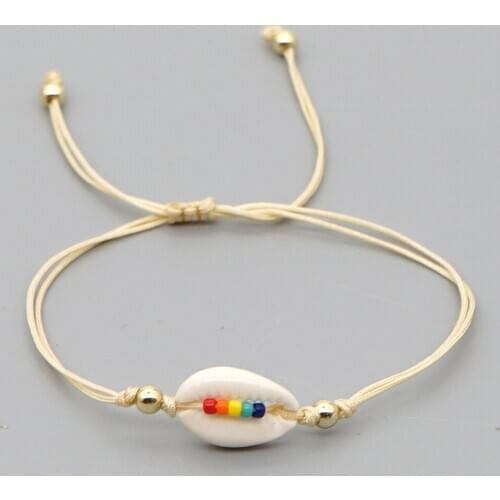 Handmade 4*6mm 6 style seed Beads Bracelets For Women Fashion Ajustable Shell Bracelets Bohemian Cowrie Bracelet