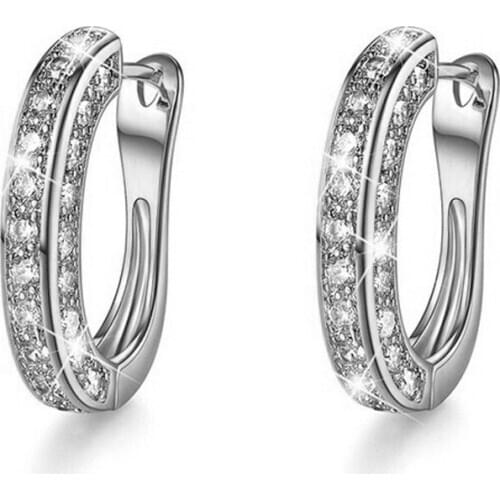 MENGYI Simple Luxury Clip Earrings Elegant Fashion Wedding Jewelry For Women With Shiny Zircon 9 25 Earring Valentine/Party Gift