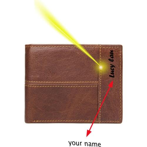 12x9.5cm shortwallet folded cardholder top layer genuine leather free name logo engraving