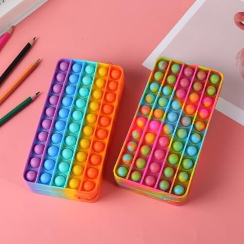 2021 Creative New Silicone Pencil Case Rectangular Press Bubble Decompression Pencil Case Study Stationery Storage Bag dropship