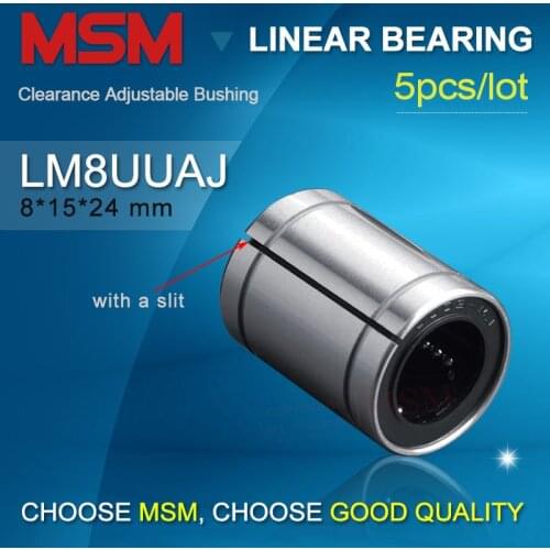 5pcs LM8UUAJ Clearance Adjustable Linear Ball Bearing dr8 D15 L24 Sliding Bushing 8mm Shaft Guide LM8UU-AJ 3D Printer CNC Parts