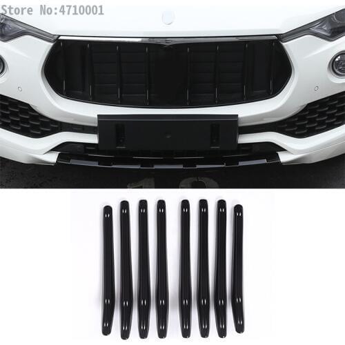 8pcs ABS Chrome Car Head Front Grill Decoration Strips Cover Trim For Maserati Levante 2016 Car Parts