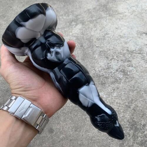 Black and White Anal Dildo Large Butt Plug Soft Animal Dildo Liquid Silicone Penis Sex Toys For Men Women Prostate Massage Dick