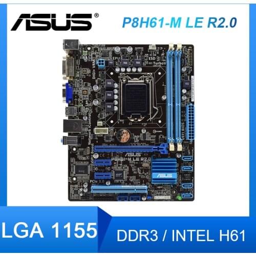 For ASUS P8H61-M LE R2.0 Computer Motherboard LGA 1155 DDR3 For Intel H61 P8H61 SATA II PCI-E X16 Used Desktop Mainboard