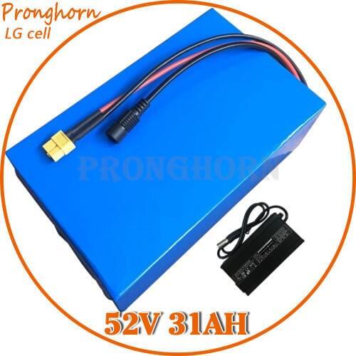 Free Customs Tax 2000W 52V Battery 52V 30AH Electric Bike Battery 52V 30Ah 31Ah Lithium ion Battery With 50A BMS+ 58.8V Charger