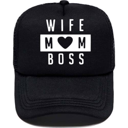 Fashion WIFE MOM BOSS Print Baseball Cap Trucker Hat For Women Men Unisex Mesh Parent-child Hats