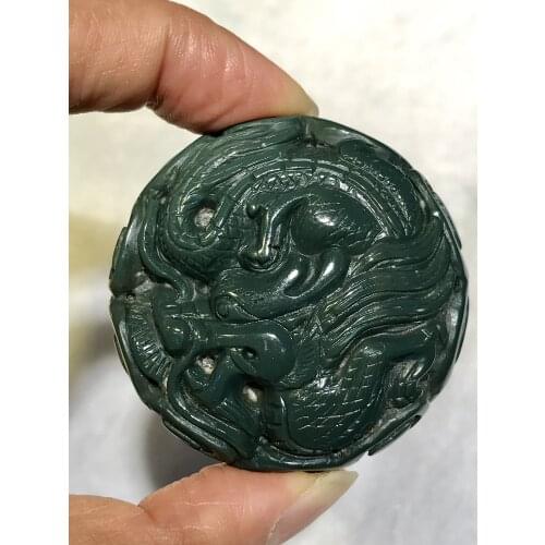 Big Treasure Talisman Magic Power Gobi Jade Dragon&phoenix Totem Carving Pendant Amulet Carving LzK12 timestown