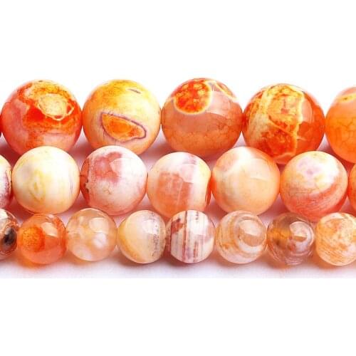 6/8/10mm Orange Fire Stripe Agates Onyx Stone Beads Round Loose Beads For Accessories Jewellery Making Bracelet 15''/strand
