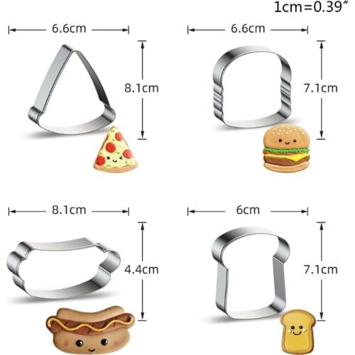 C5AD 4pcs Hamburger Toast Bread Cookie Cutters Set Stainless Steel Biscuit Mold Decor