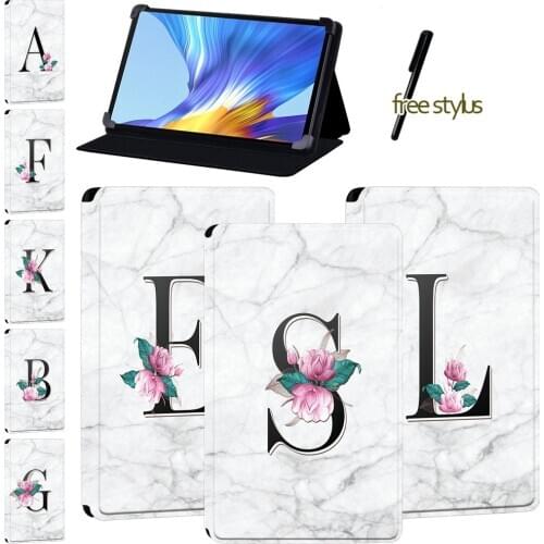 Cover Case Fit Huawei Honor V6/Enjoy Tablet 2 10.1/MatePad(10.4/10.8/Pro 10.8)/Huawei MatePad T8 White Marble Letter Tablet Case