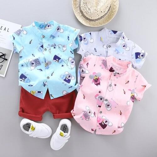 Childrens wear 2021 summer thin childrens suit Korean boys' baby childrens suit shirt short sleeve