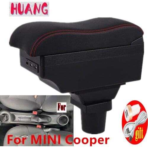 For Mini Cooper Armrest Box Retrofit parts dedicated Car Armrest Center Storage box car accessories band USB