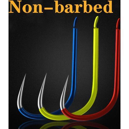 FishingLife 100pcs Black Gold White High Carbon Steel Fishing Tackle Durable Fishhooks Carp Non-barb Hook Ocean River Lake