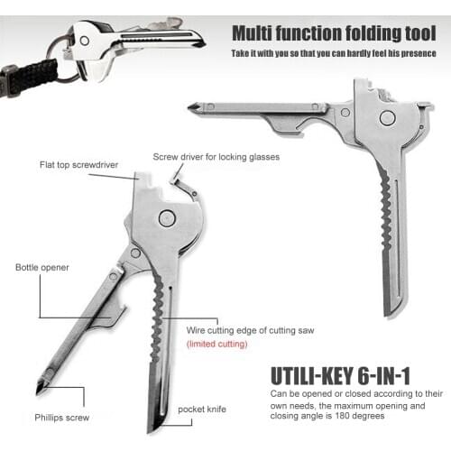 Gadget Multi Tool Fold Open Blade Kit 6 in 1 Multi-Functional Mini Key Tool Outdoor Survive Folding Pocket Opener