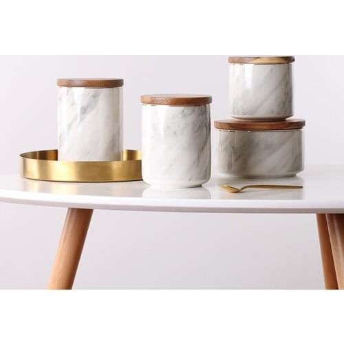 Marbling Sealed Jar Creative Design with Airtight Seal Lid for Tea Flour