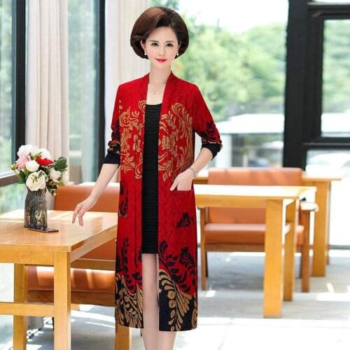 New Plus Size 5XL Floral Printed Women Cardigan Sweater 2020 Spring Autumn Vintage Knitted Sweater Female Thick Coat S-5XL