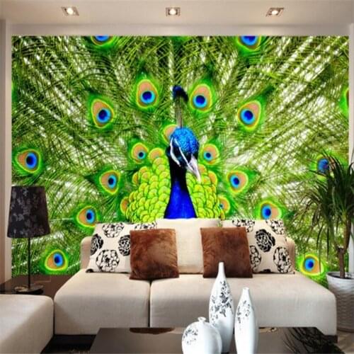 Customize any size 3 d hd peacock mural wallpaper photo 3 d sitting room adornment picture on the wall wallpaper Beibehang