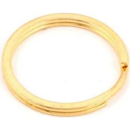 KFT Premium Pack 20pcs Keychain Key Ring Hoop Metal Steel Yellow Gold Plated Buckle