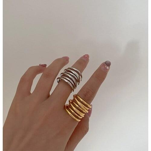 New Ins Minimalist Vintage Multi-layer Wide Wrapped Spiral Ring Exquisite Rings For Women Girls Fashion Jewelry Accessories