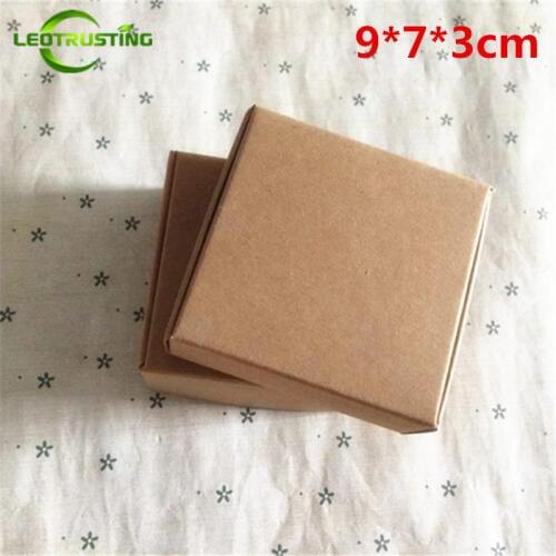 Leotrusting 50pcs 9*7*3cm Brown Kraft Paper Box Natural Kraft Paper Gift Packaging Box Handmade Present Paper Cardboard Box