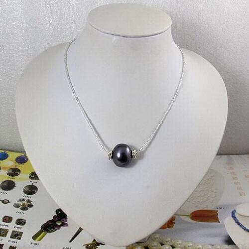 Unique Pearls jewellery Store,14X20MM Big Size Shell Pearl Rhinestone Beads Jewelry,Magnet Clasp,Black Shell Necklace