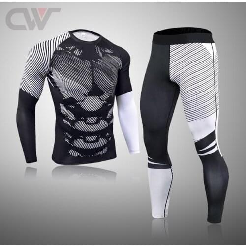 Mens Compression Underwear for Sports Mens Long Johns Thermal Pants Rashguard Skin Care Kits Winter Leggings Thermal shirt Set