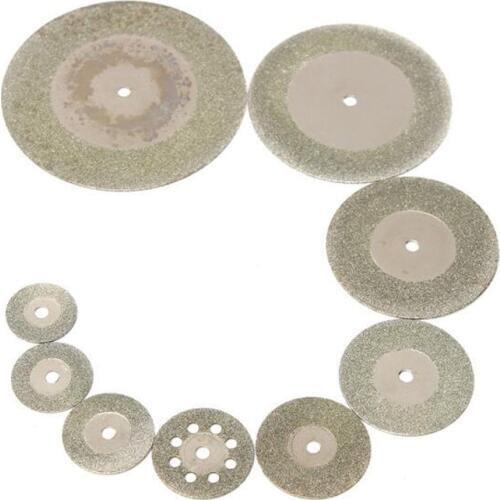 WENXING 10pcs/set Mini Diamond Saw Blade Silver Cutting Discs with 2X Connecting Shank for Dremel Drill Fit Rotary Tool