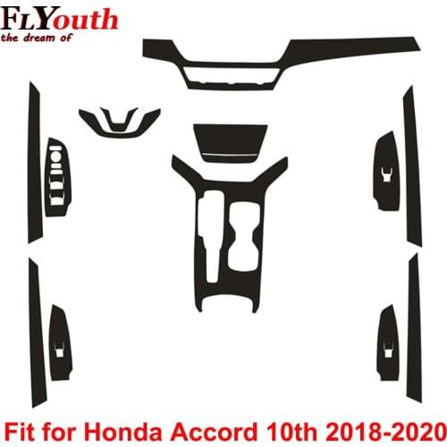 Carbon Fiber Sticker for Honda Accord 10th 2018-2020 Car Gear Shift Panel Water Cup Holder Panel Frame Cover Trim Car Styling