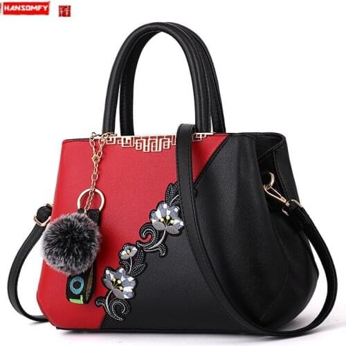 2021 New Fashion Womens Bag, Female Pu Leather Tassel Handbags,ladies Shoulder Messenger Bag, Embroidery Flower Bags