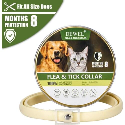 Dewel Pet Dog Collar Anti Flea Ticks Mosquitoes Outdoor Protective Adjustable PET Collar 8 Months Long-term Protection