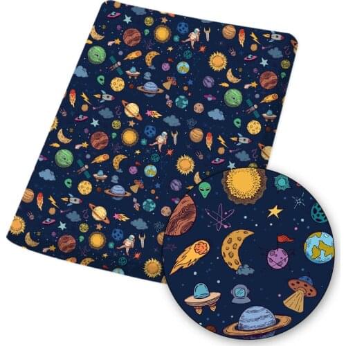 Polyester Cotton Fabric Cartoon Cloth Fabrics Space Alien Printed Sheet For DIY Dress Bag Patchwork Sewing Supplies 45*145cm/pc