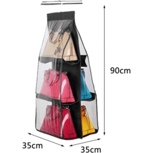 6 cavity Practical Cabinet Inside Bag Hangers/Organizer (Black)