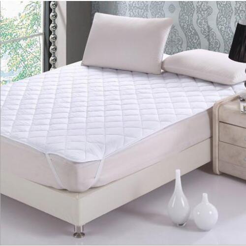 One piece white quilted mattress Pad with filling single double queen king mattress cover also quilted fitted sheet50
