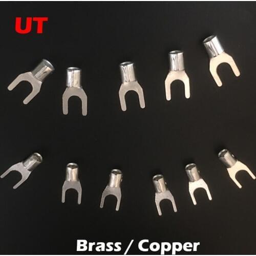 UT1.5-4 UT1.5-5 UT1.5-6 U Spade Fork Type Brass Copper Lug Splice Non Insulated Cable Wire Cold Press Connector Crimp Terminal