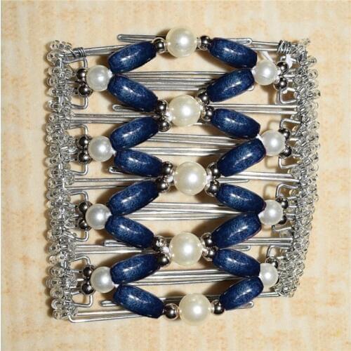 Pearl blue dignity metal comb girls women lady wedding pary best gift magic comb 10 pcs /lot