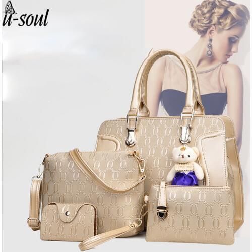 4pcs fashion pattern female Messenger bag handbag wallet large capacity simple style elegant wild multi-color handbag A11256