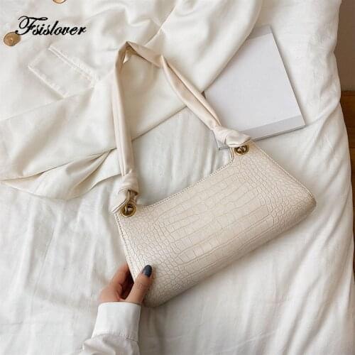 Retro Alligator Pattern Women Messenger Handbags PU Leather Casual Solid Zipper Shoulder Bags Bolsa Mujer 2020 Baguette Bag