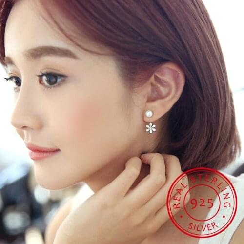 Pearl silver stud earring anti-allergic 925 pure silver earrings fashion accessories brief neckband stud earring elegant female