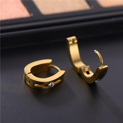 1PcsFashion New U-shaped Card Button Ears Earrings Titanium Steel Temperament Set Auger Stainless Steel Earring Ornaments