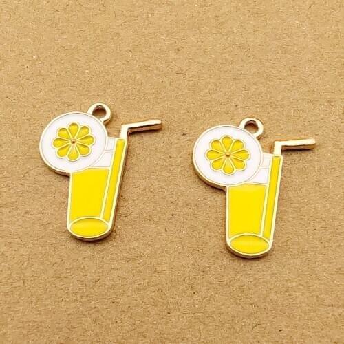 10pcs 21x25mm lemon cup charms enamel charm for jewelry making and crafting fashion earring pendant necklace bracelet charm