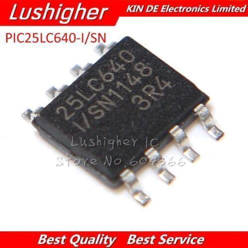 10pcs New PIC25LC640-I/SN SOP-8 25LC640-I/SN 25LC640I/SN 25LC640 PIC25LC640 64k 8K X 8 2.5V SER EE IND,8SOIC