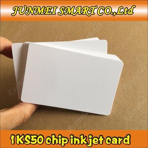 100PCS/Lot 13.56MHZ Contactless Printable RFID Smart IC Blank PVC Card With S50 Chip For E pson/ C ancon Inkjet Printer