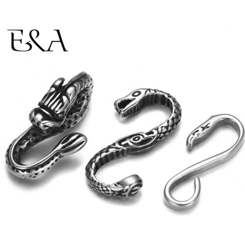 2pieces Stainless Steel Snake S Hooks Clasp for 3mm leather Adjustable Bracelet for Jewelry Making Connectors Accessories